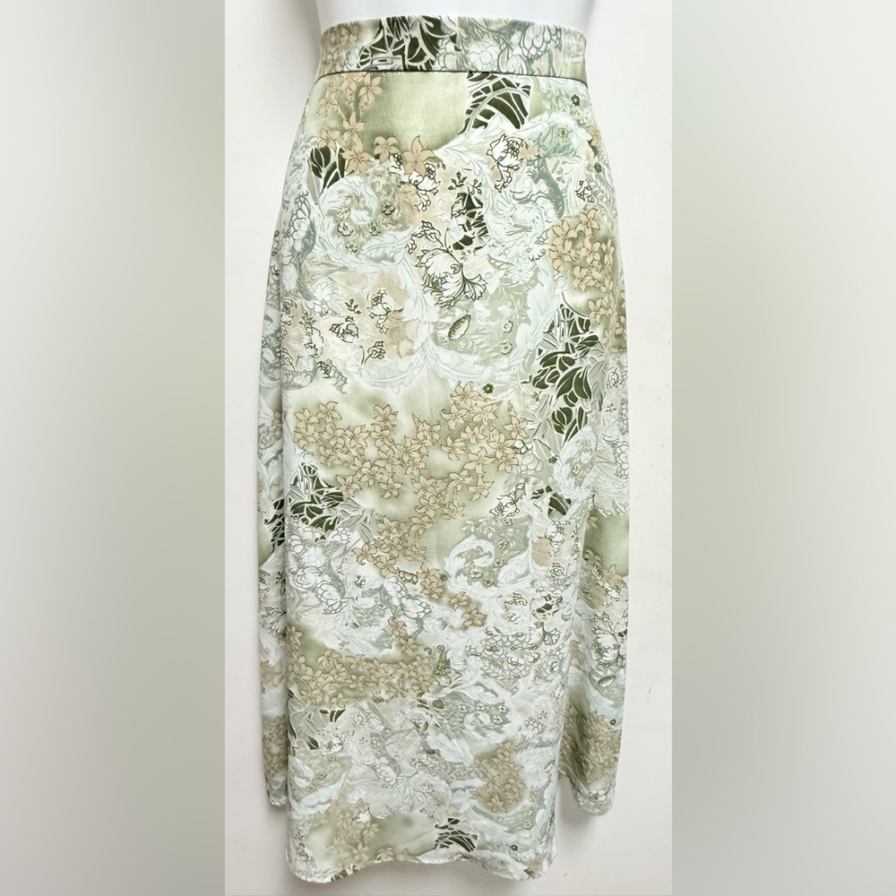 Floral Green and Cream Women's Skirt
